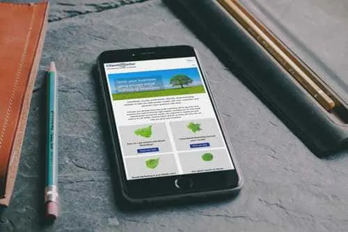 Screenshot of ClientMailer site on tablet