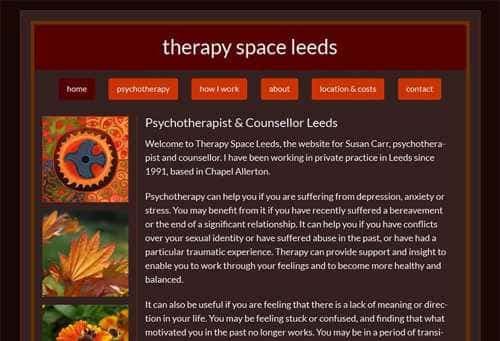 Screenshot of Therapy Space Leeds on wider screen