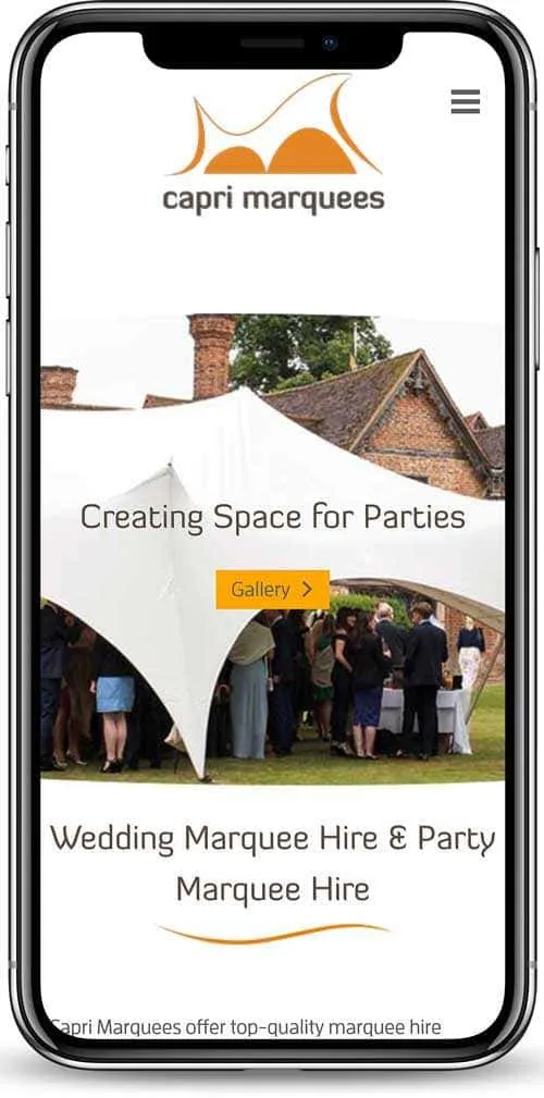 Capri Marquees, Oxfordshire - mobile version of site