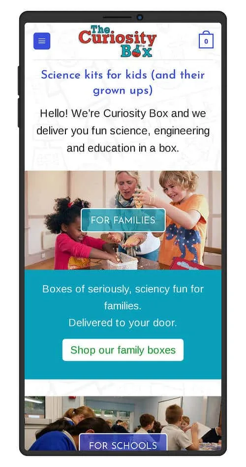 Curiosity Box - science boxes for children - mobile version of site