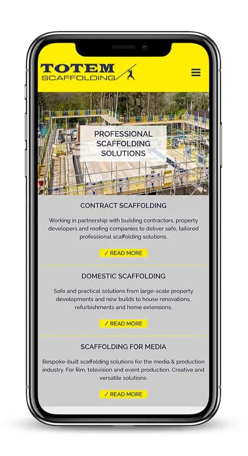 Totem Scaffolding Oxfordshire - mobile version of site